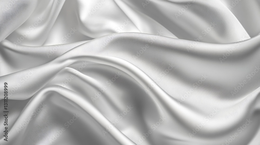 Obraz premium Luxurious White Fabric Draped and Curving Gently in Soft Folds