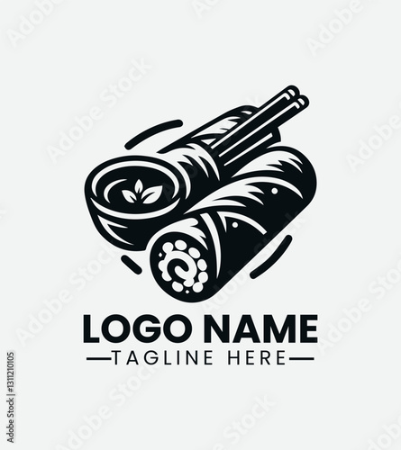 Spring Roll Logo Design, Asian Spring Roll Logo, American Spring Roll Logo