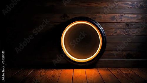 round frame on wooden background