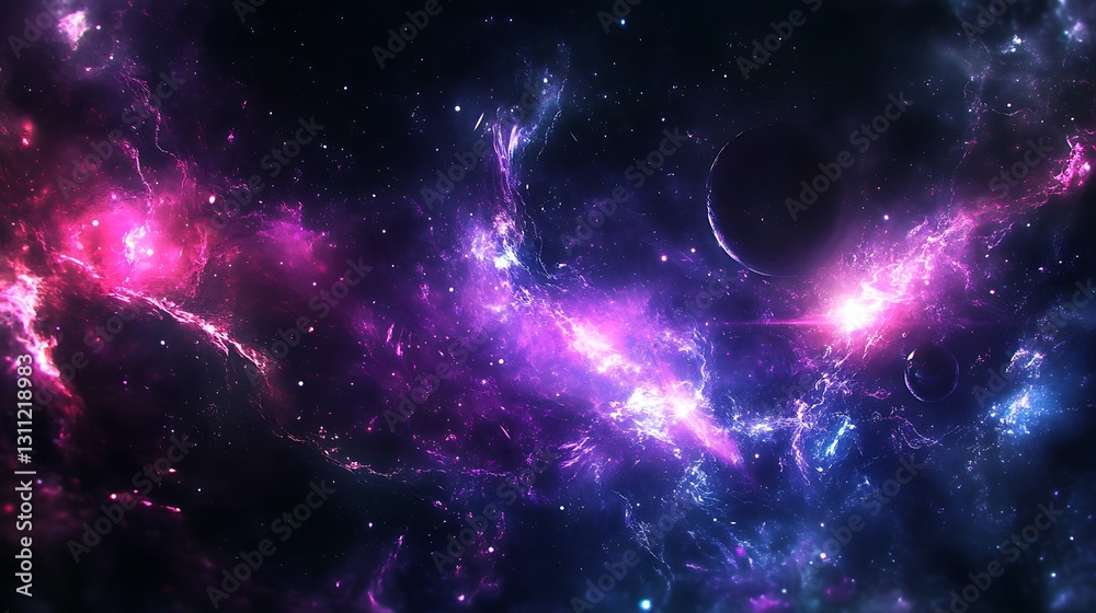Fototapeta premium Beautiful galaxy filled with bright colors and celestial bodies