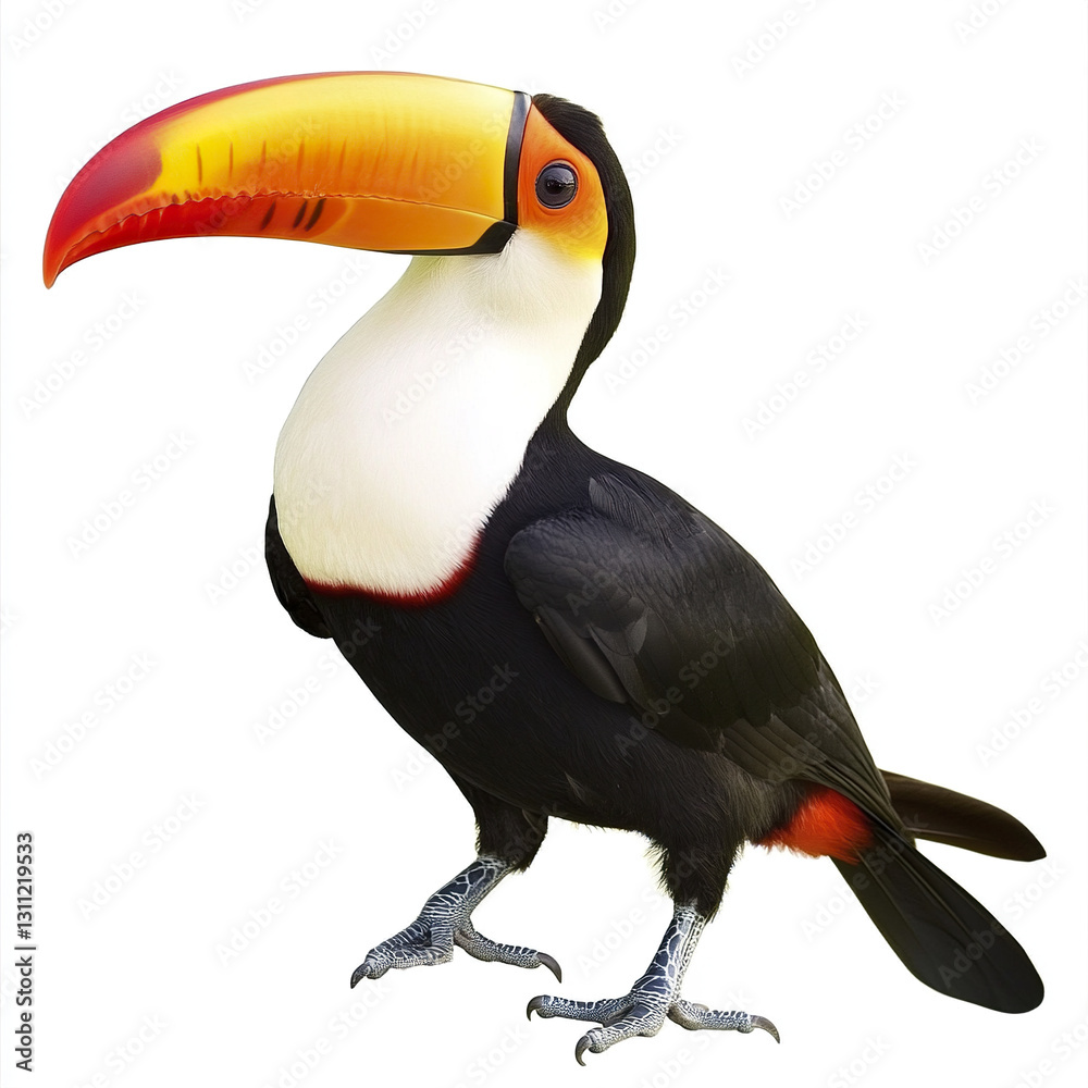 Obraz premium Colorful toucan with vibrant beak isolated on white background