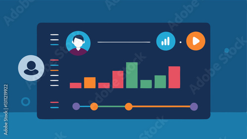 User Profile Dashboard A user interface displaying a profile with a timeline of recently played songs and animated soundwaves indicating music playing.