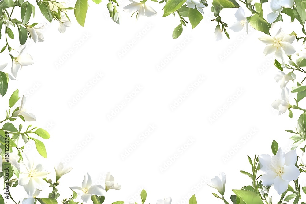 White flower frame for text overlay with floral pattern. Background copy space White flower frame for text overlay with floral pattern. Background copy space