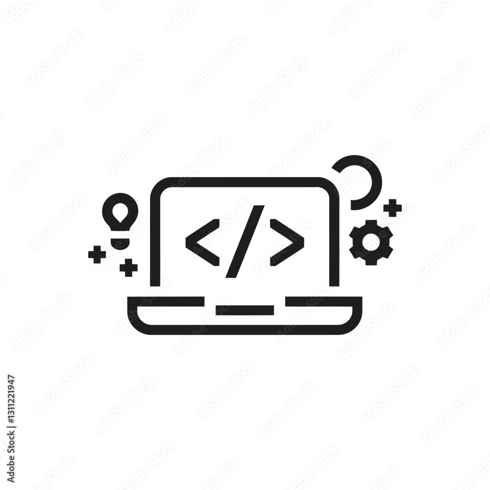Programming Code Laptop Icon Programming Code Laptop Icon
