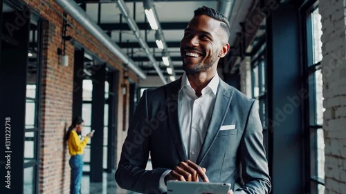 Wallpaper Mural The Smiling Businessman with Tablet Torontodigital.ca