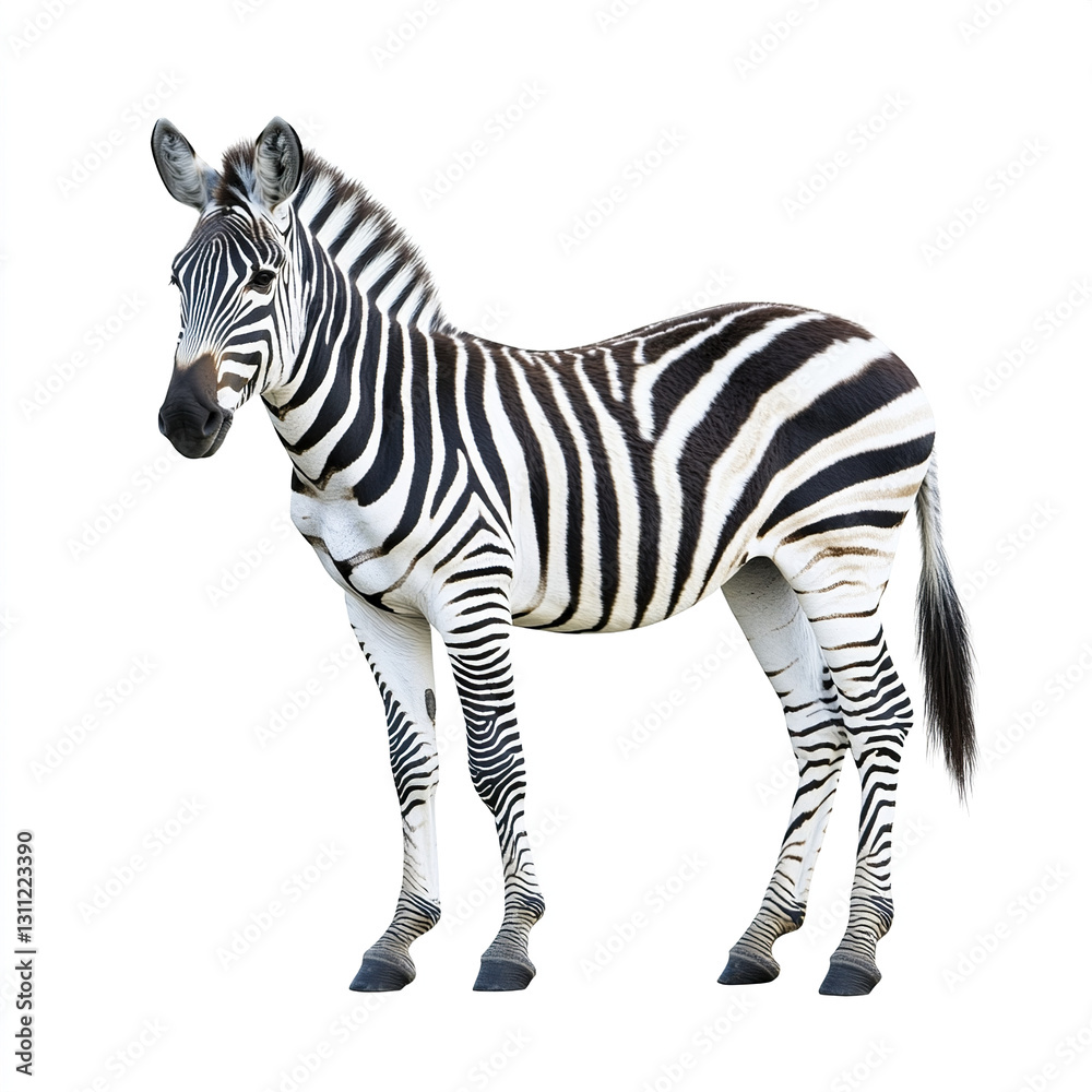 Obraz premium Zebra standing isolated on white background