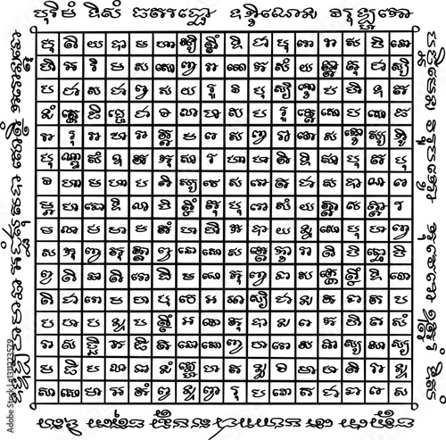 Thai traditional tattoo. Four Heavenly Kings (Caturmahārājas) in English. Thai text translation:  power that upholds the cosmic order.