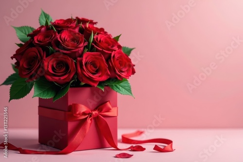 Luxury red roses bouquet, elegant Valentine's gift box, box, february, affection