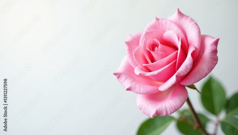 Delicate pink rose blossom, pristine white backdrop, floral design, floral Delicate pink rose blossom, pristine white backdrop, floral design, floral