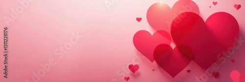 Overlapping hearts in different shades of red, creating a layered effect against a light pink backdrop , adorable, hearts