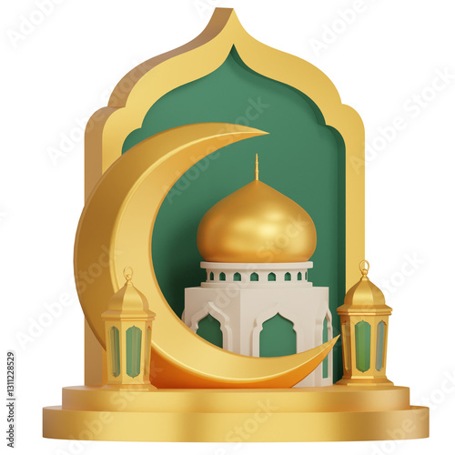 3D Eid Mubarak Islamic Podium
