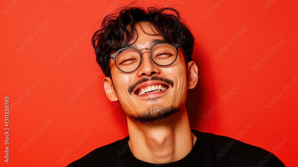 Man Smiling Against Red Background Man Smiling Against Red Background