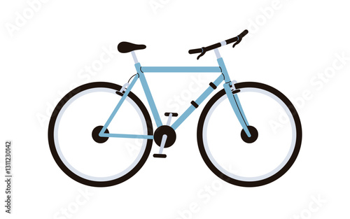 Bicycle side view. Eco-friendly bike with modern design for urban and road travel, sport. Wheeled transport, vehicle, cycle with pedals. Flat vector illustration isolated on white background