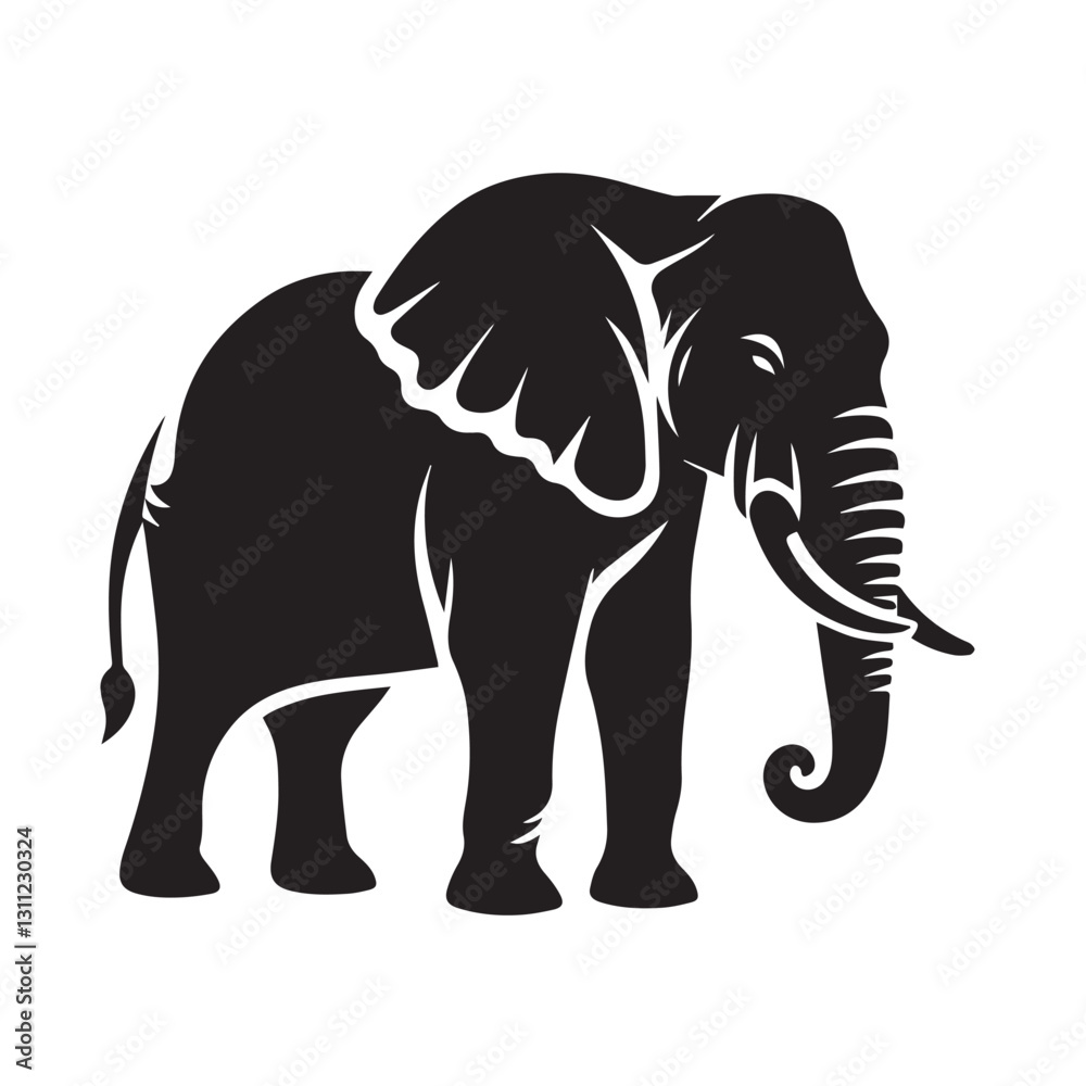Fototapeta premium Elephant Vector Silhouette, vector illustration of a set of elephant silhouette, perfect for logos, branding, social media, website designs, educational materials and presentations.