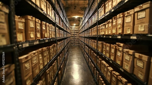 Archive Room  Files on Shelves   Dark Underground
