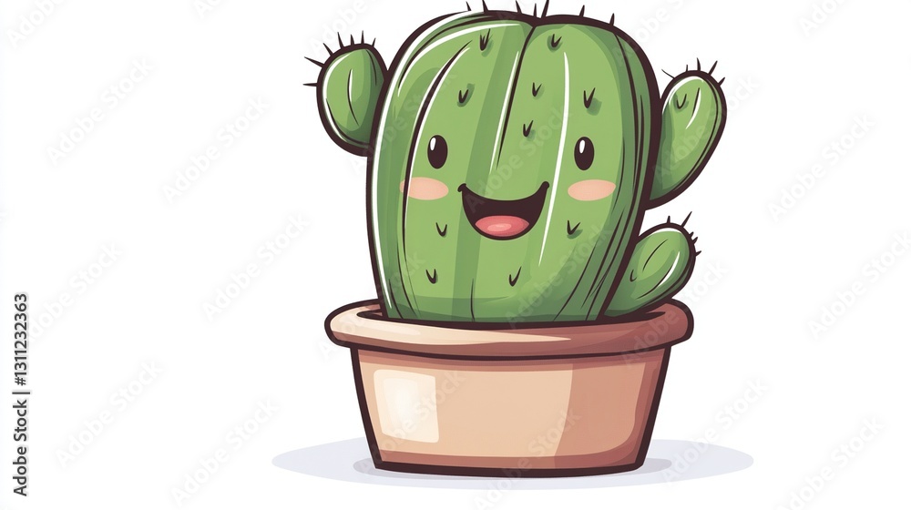 Happy cartoon cactus in a pot. (2) Happy cartoon cactus in a pot. (2)