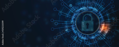 Lock is a sign of cyber security industry