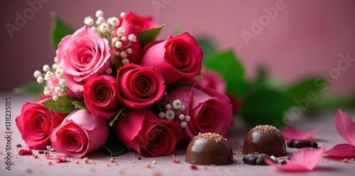 Elegant rose bouquet with assorted chocolates , roses, romance, sweet
