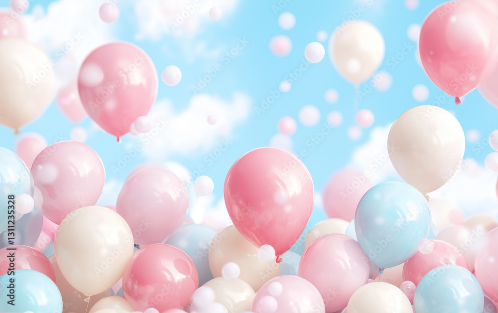 custom made wallpaper toronto digitalColorful Balloons Floating in Blue Sky with White Clouds