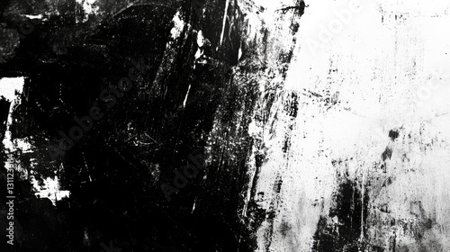 Abstract black and white texture with brush strokes