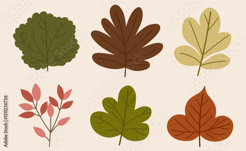 Collection of bush leaves elements with flat style illustrations. Perfect for nature inspired designs.