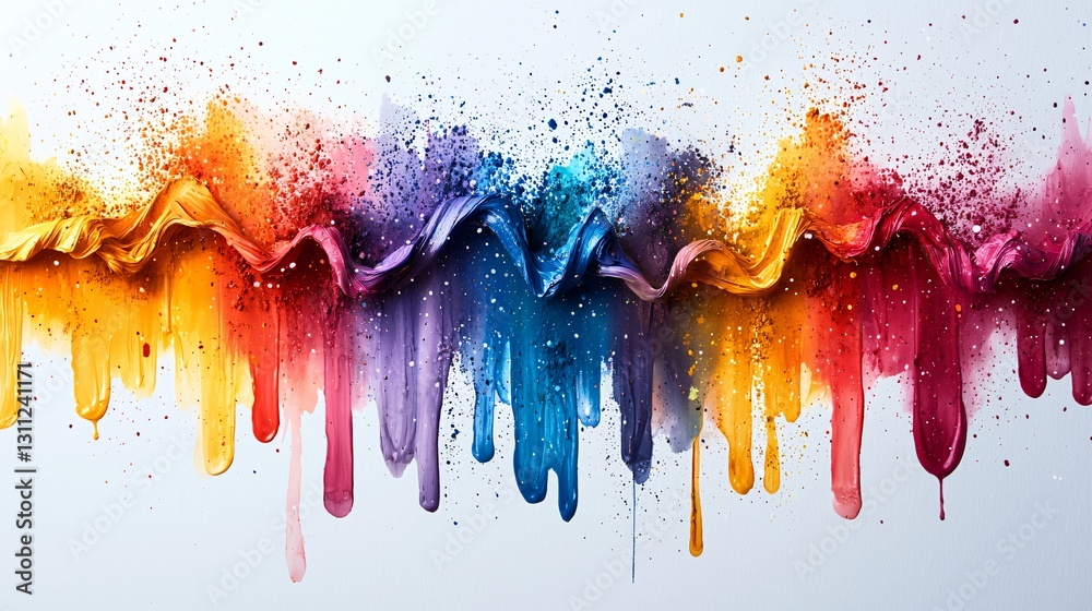 Fototapeta premium Abstract Colorful Paint Drips Swirls and Splashes Background Texture