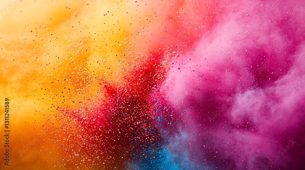 Fototapeta premium Vibrant Color Explosion Abstract Pink Orange and Blue Powder Cloud Burst