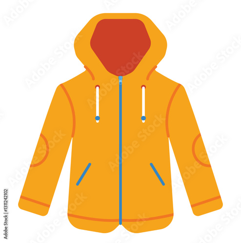 Rainproof jacket for hiking vector cartoon illustration isolated on a white background.