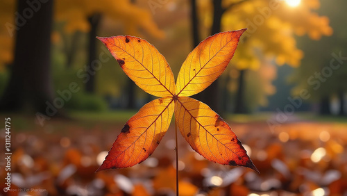 autumn leaves make unique letter x shape outdoors naturally every