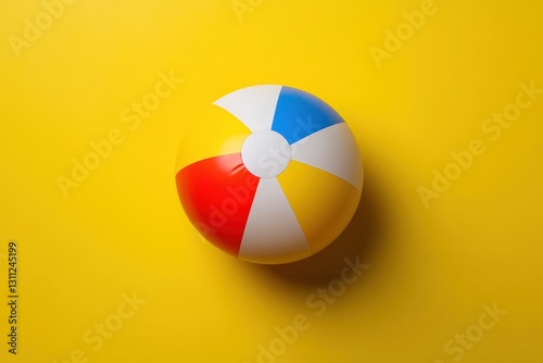 A colorful beach ball resting on a vibrant yellow surface Free Download A colorful beach ball resting on a vibrant yellow surface - GFXLoad