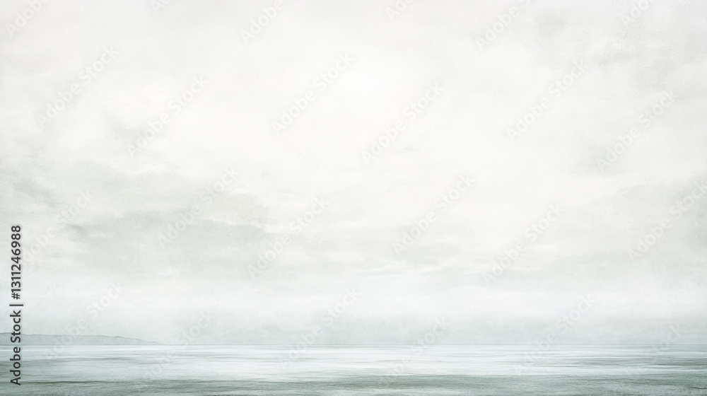 Serene seascape: overcast sky meeting calm ocean horizon Serene seascape: overcast sky meeting calm ocean horizon