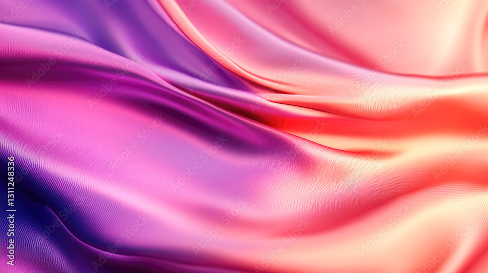 Obraz premium Vibrant gradient silk fabric texture in pink and purple hues