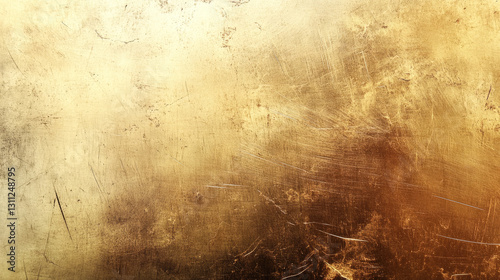 Textured grunge gold metal surface with scratches and distressed look