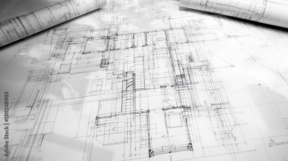 Architectural blueprints of a house floor plan, intricate details, professional design Architectural blueprints of a house floor plan, intricate details, professional design