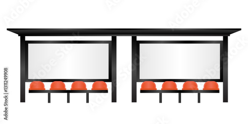 Blank Billboard at Bus Stop or Bus Station. Vector Illustration. 