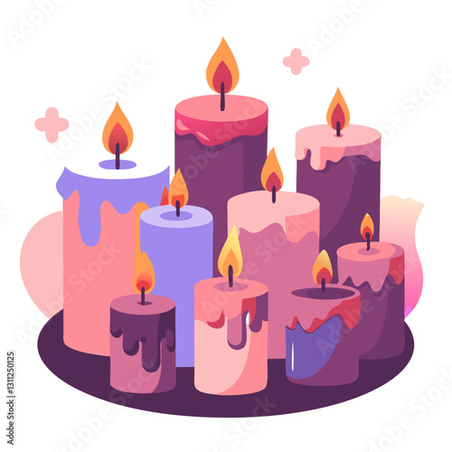 Decorative candles with soft glowing flames
