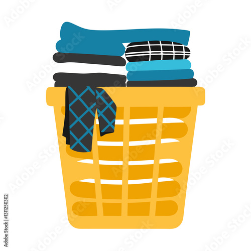 Laundry basket filled with folded clothes