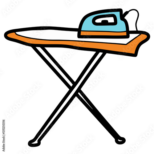 Cartoon ironing board with electric iron