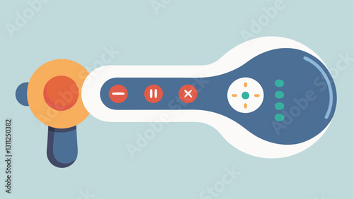 UserFriendly Controls An illustration of the massager with simple button controls on the handle showing adjustable settings for different massage modes and exosome infusion