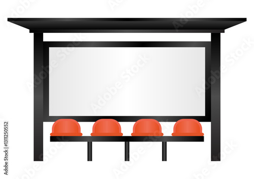 Blank Billboard at Bus Stop or Bus Station. Vector Illustration. 