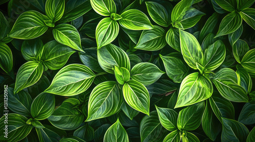 Vibrant green foliage displaying lush detailed leaves in natural harmony