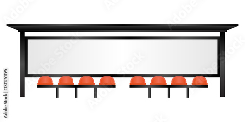 Blank Billboard at Bus Stop or Bus Station. Vector Illustration. 