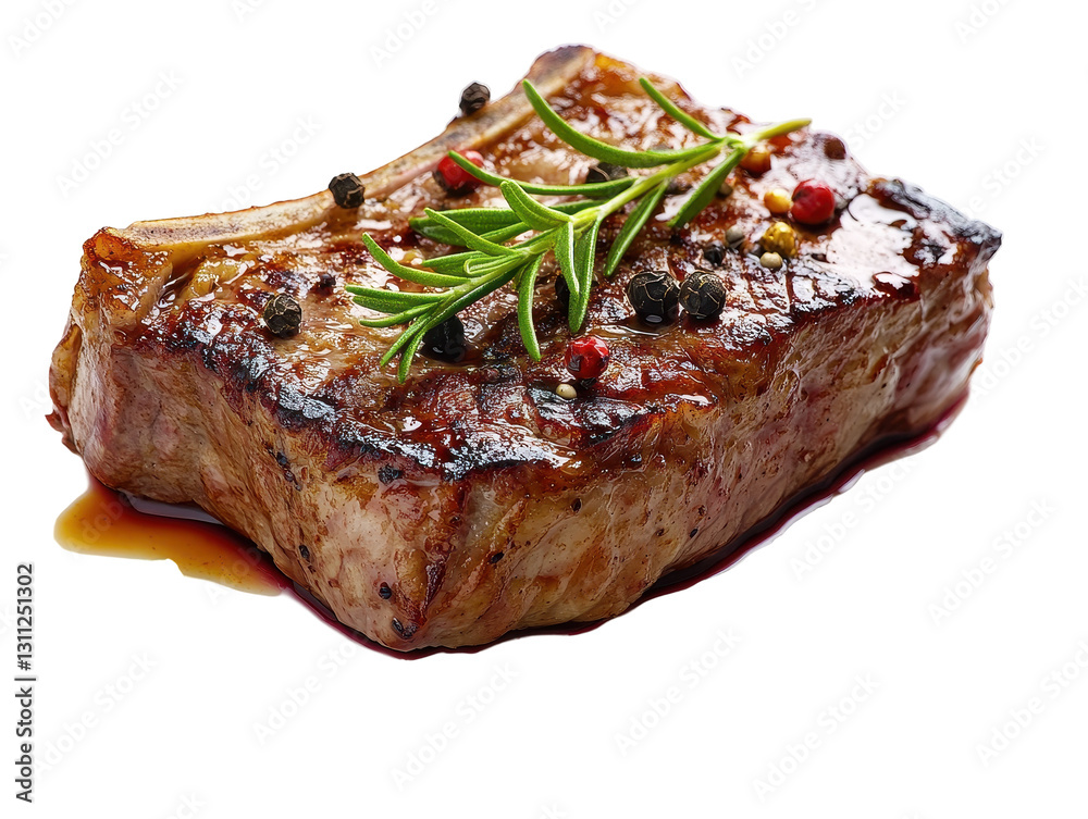 Isolated Grilled Beef Steak with Rosemary Isolated Grilled Beef Steak with Rosemary