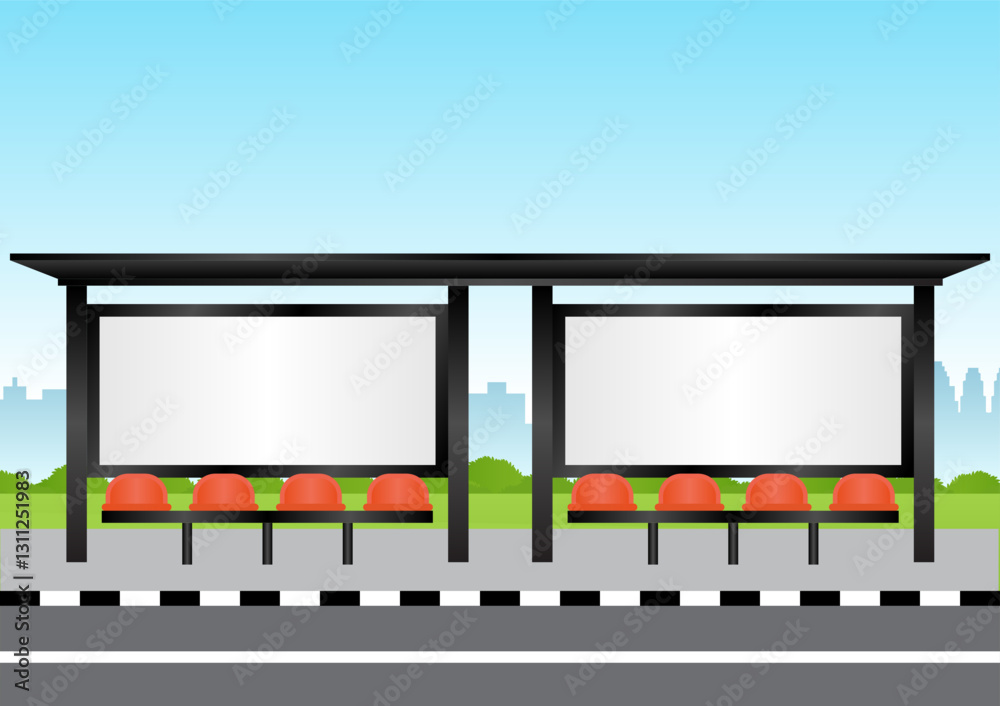 Blank Billboard at Bus Stop or Bus Station. Vector Illustration. Blank Billboard at Bus Stop or Bus Station. Vector Illustration.