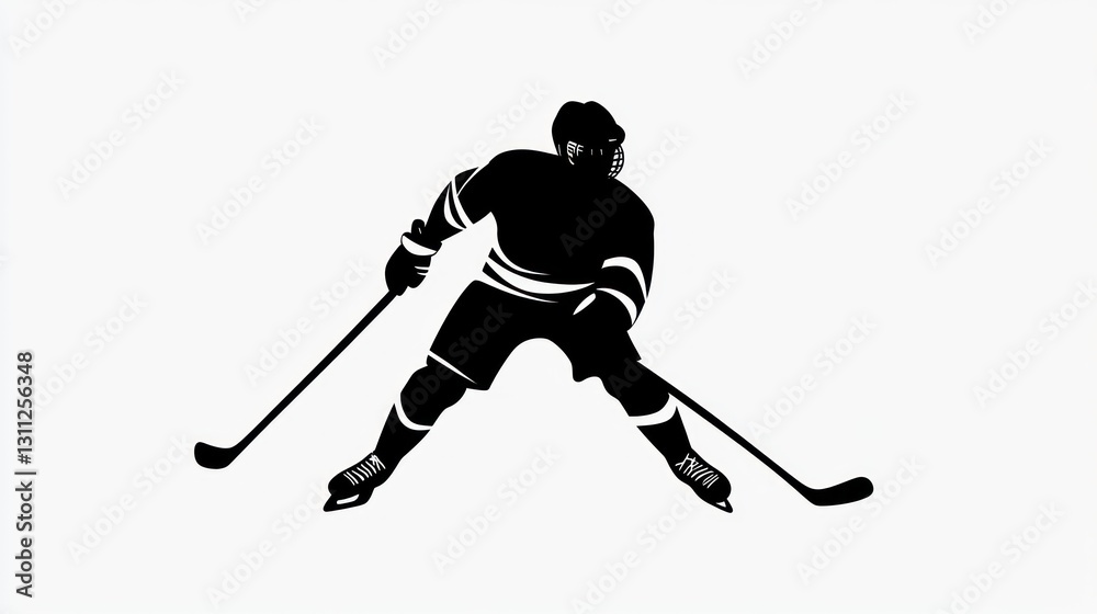 Fototapeta premium Hockey Player Silhouette on Ice