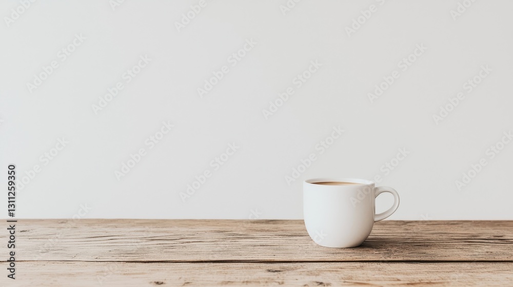 Minimalist Coffee Cup with Wooden Table Minimalist Coffee Cup with Wooden Table