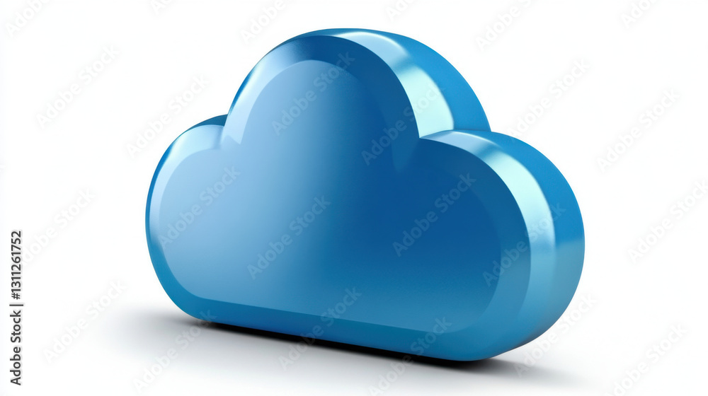 glossy blue cloud symbol representing cloud computing technology, ideal for digital themes