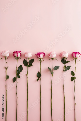 A row of pastel roses for delicate and romantic designs