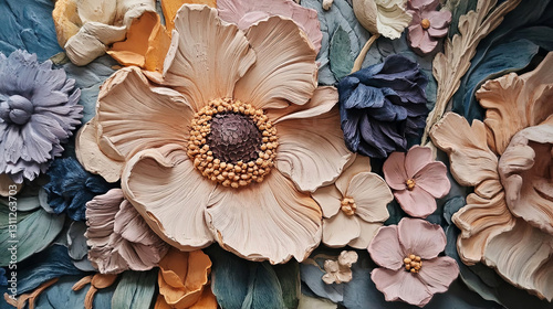 Wallpaper Mural Unleash nature palette with this stunning floral texture, perfectly blending pastel hues Torontodigital.ca