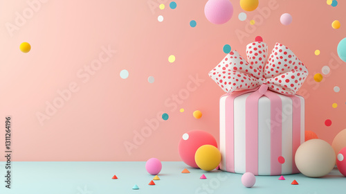 Colorful birthday gift with playful decorations
